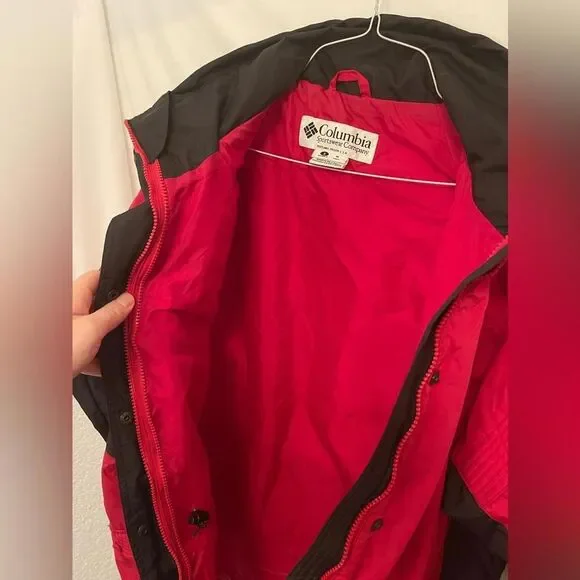 Columbia Gizmo Jacket Coat Shell Full Zip Zipper Black/Red Pocket Women’s Small - Picture 7 of 8